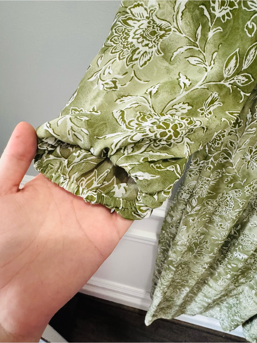 Joie Green Floral Ruffle Midi Dress Size Large Boho Cottagecore - Picture 5 of 8